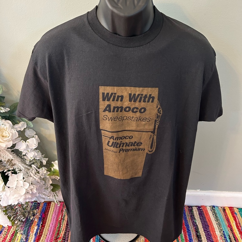 80s Amoco Gas Sweepstakes Promo Tee Shirt Ultimate Premium Screen Stars Black XL